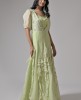 Pastel Green Organza Hand embroidered Gown